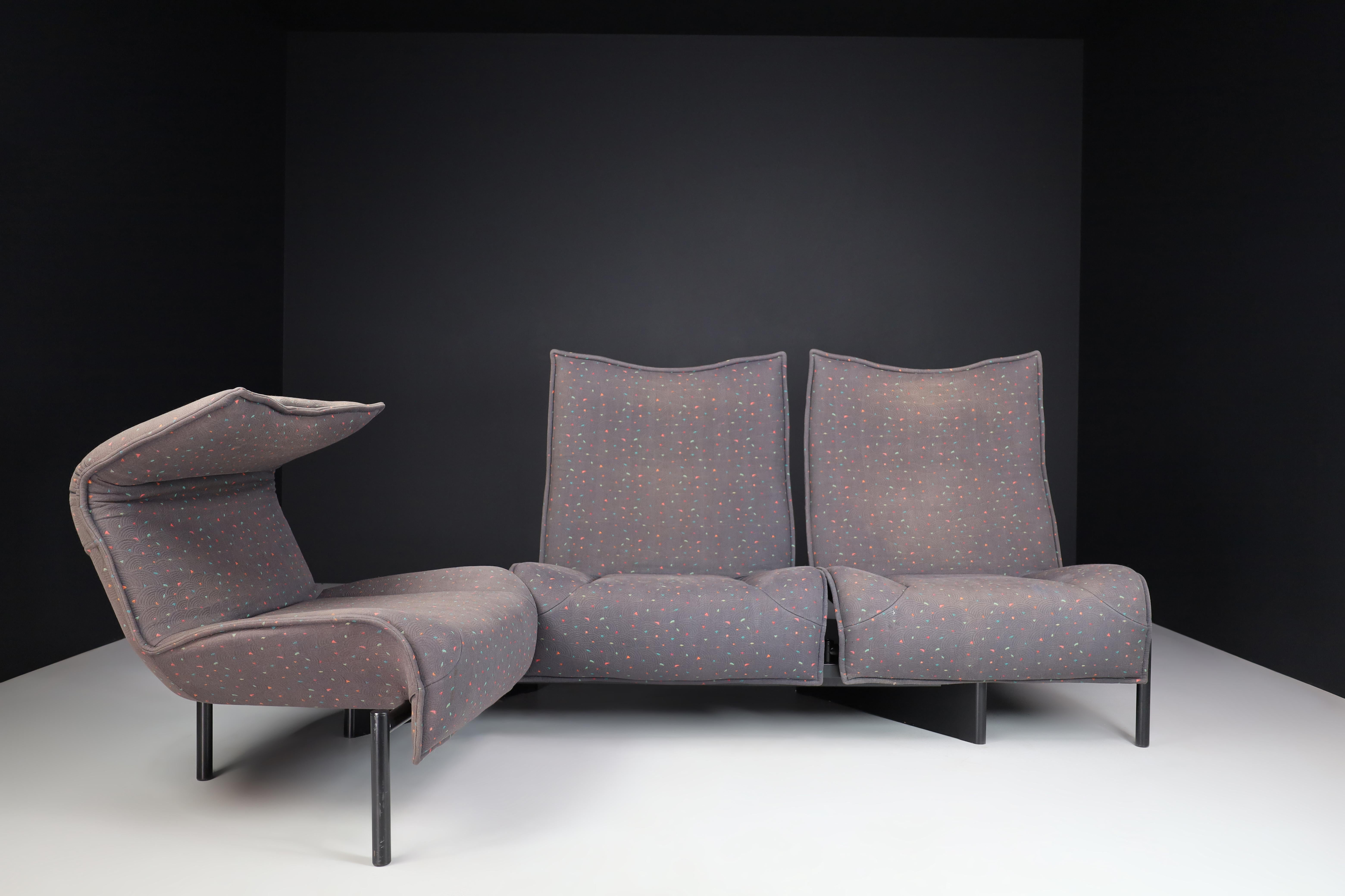 Sofa „Veranda“ aus 3-Sitzer-Stoff von Vico Magistretti für Cassina, Italien, 1980er Jahre (Stahl) im Angebot