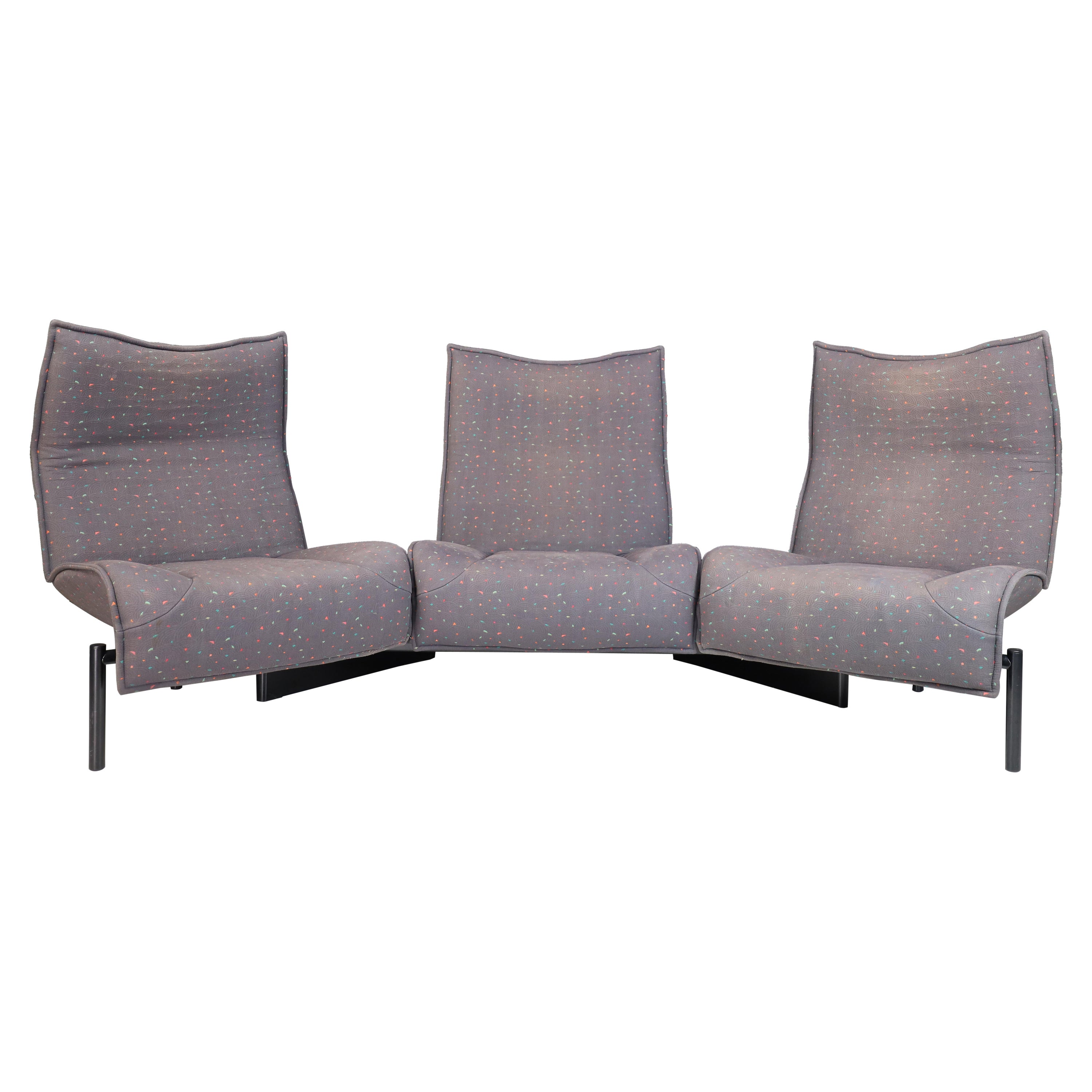 'Veranda' 3-Seater Fabric Sofa by Vico Magistretti for Cassina, Italy, 1980s
