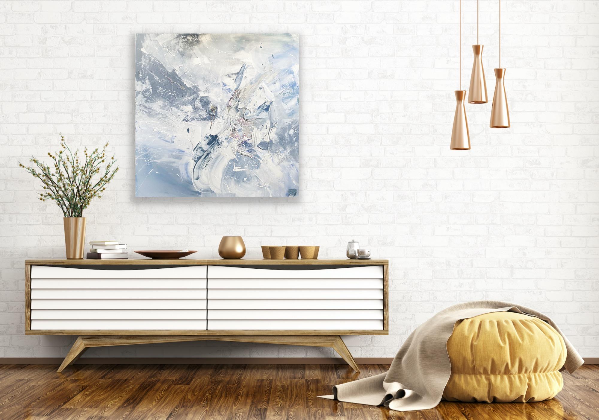 23 , 100x100cm, acrílico, lienzo - Abstract Painting Gris de Veranika Rokashevich