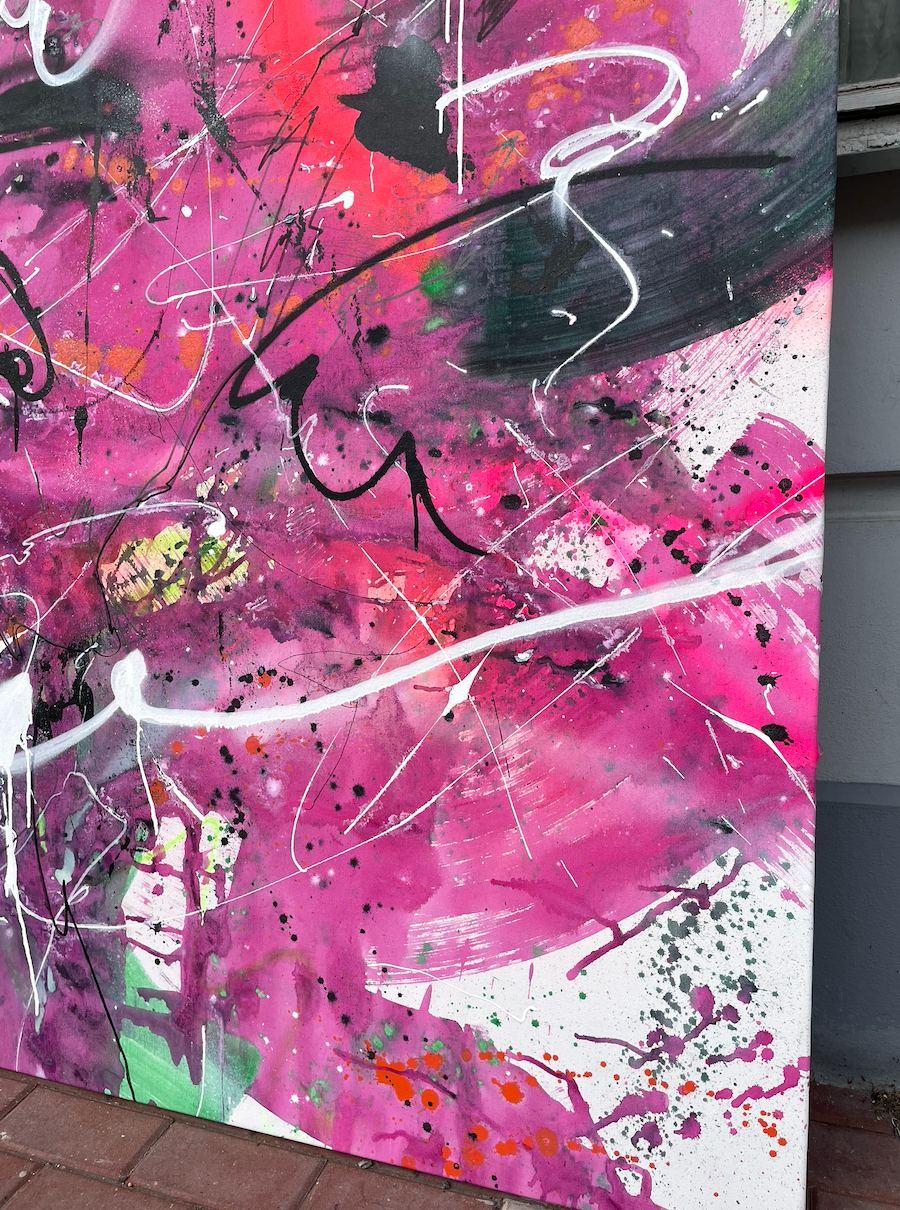 27 , 235x170 cm, acrylique, toile - Violet Abstract Painting par Veranika Rokashevich