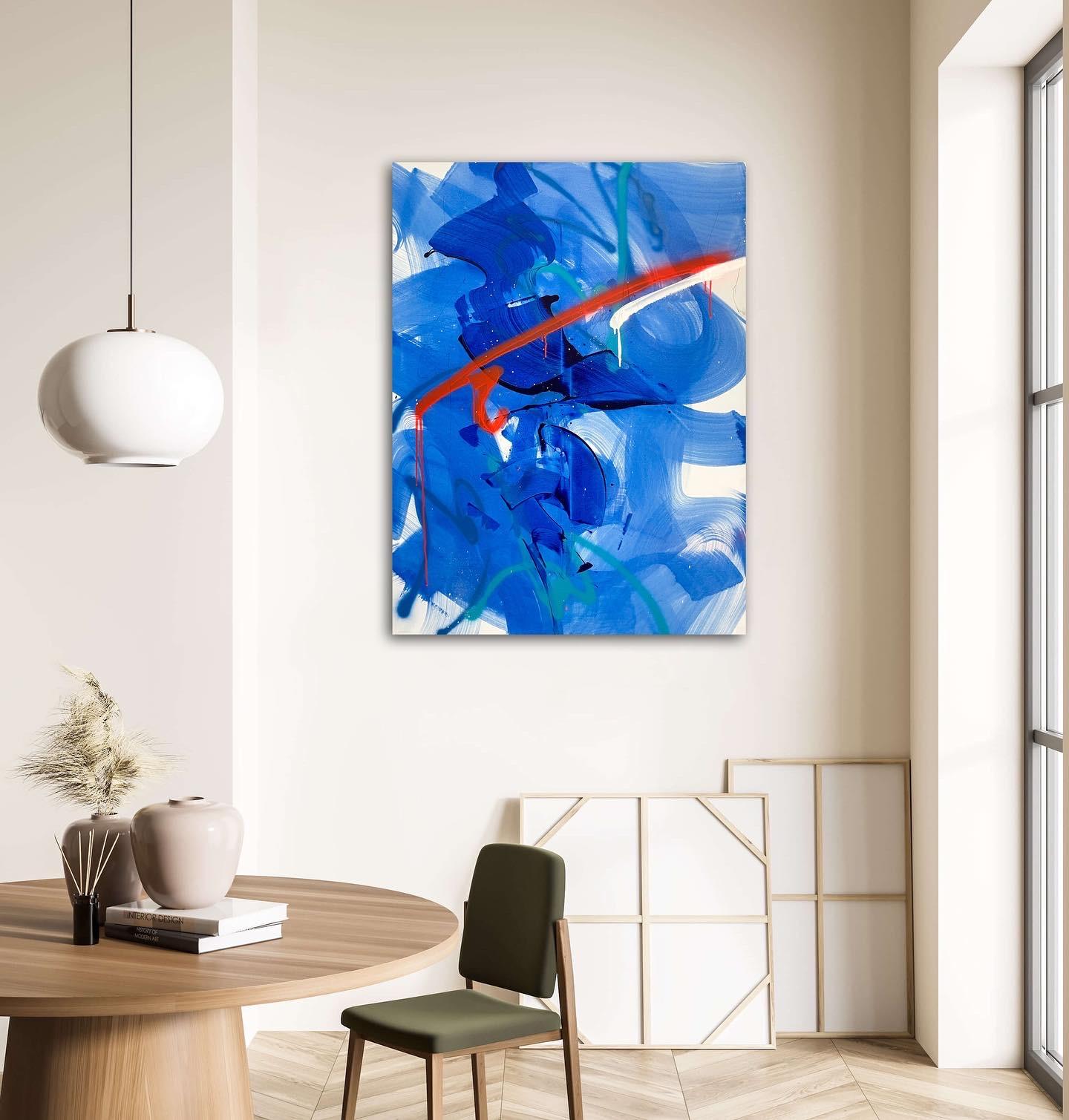 Blue , 120x90 cm - Abstract Painting by Veranika Rokashevich
