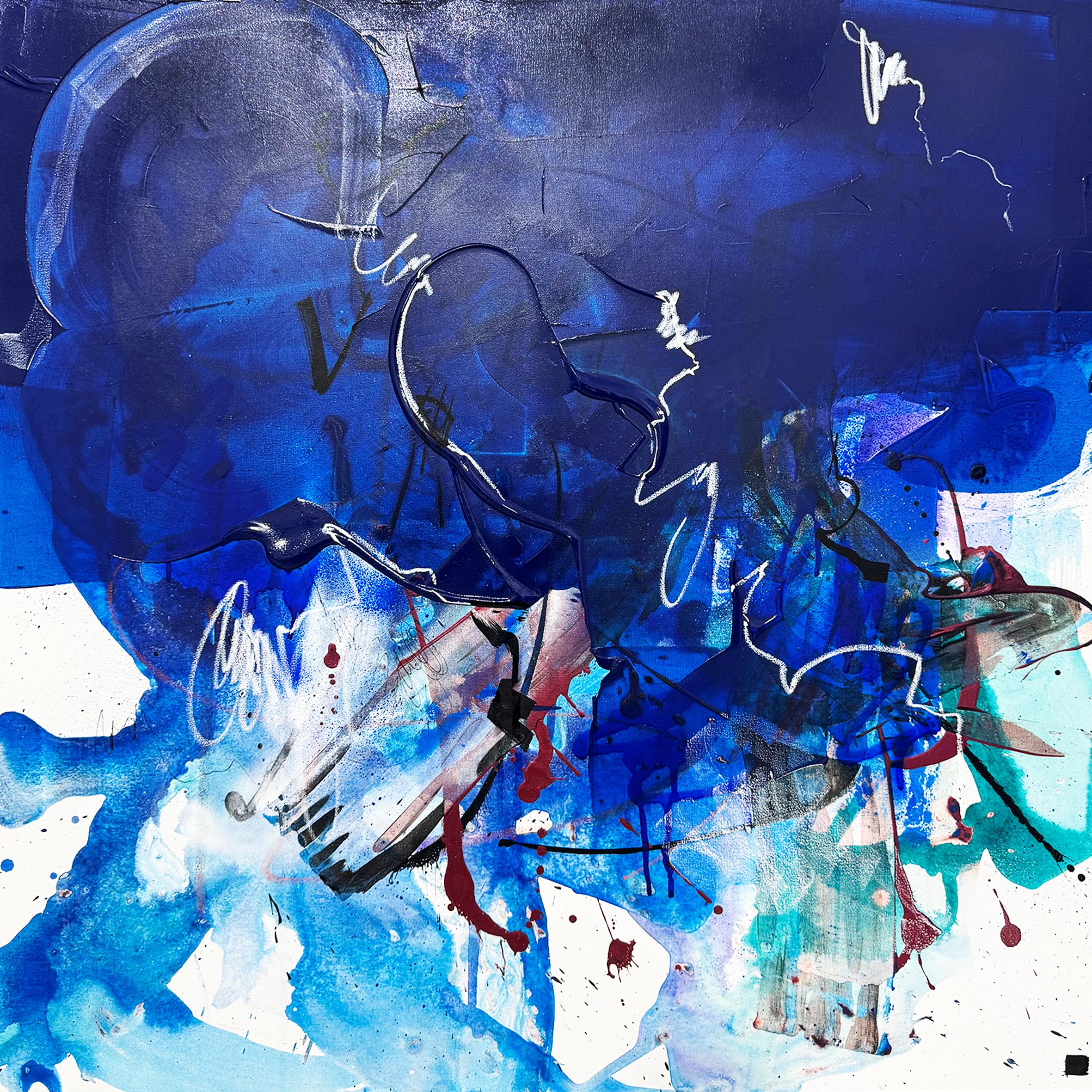 "Blue" 80x80 cm, acrylic on canvas, gold leaf