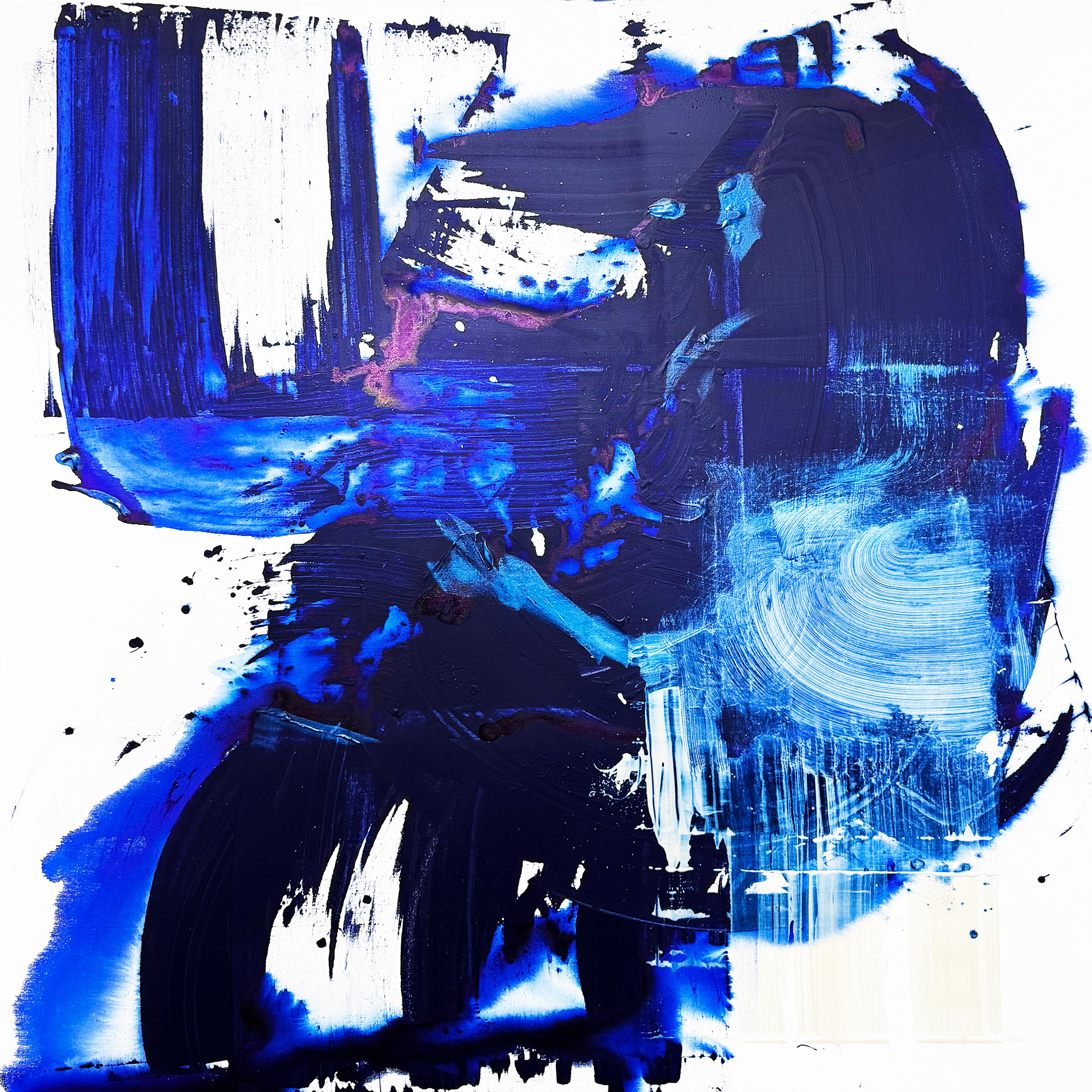 Cuervo azul , 150x150 cm, acrílico, lienzo