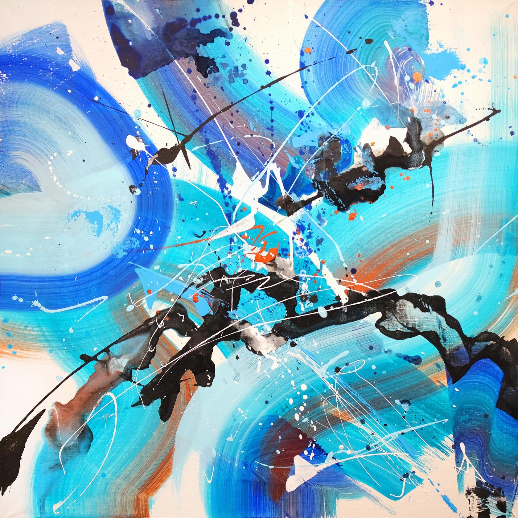 Veranika Rokashevich Abstract Painting - Daddy's love 80x80cm, acrylic, canvas