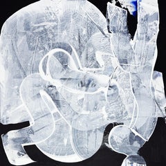 "Abbracciami" 80x80 cm, acrilico su tela, foglia d'oro