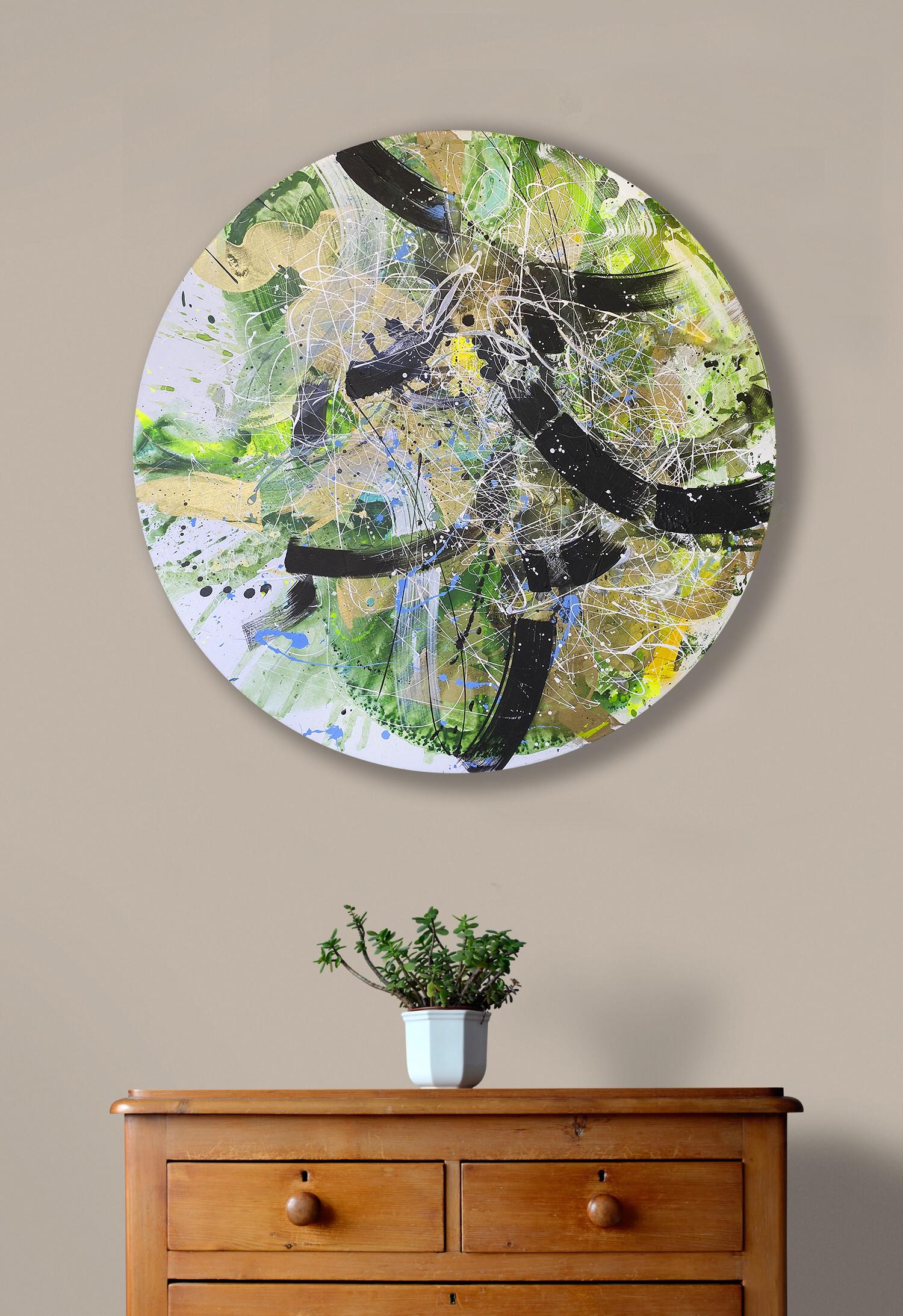 May, 120cm - Beige Abstract Painting by Veranika Rokashevich