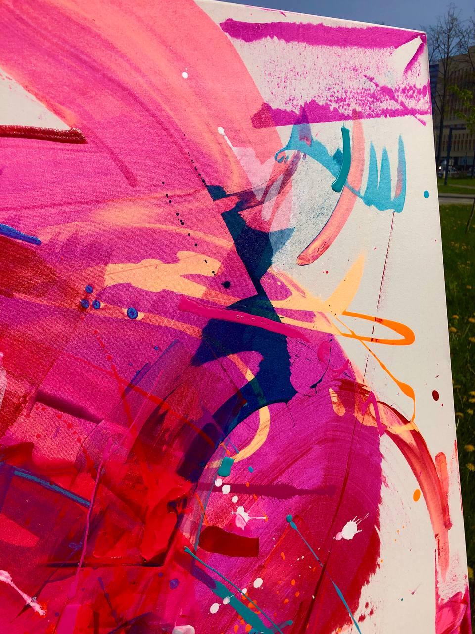 Pinky , 120x100cm, acrylic on canvas - Abstract Painting by Veranika Rokashevich