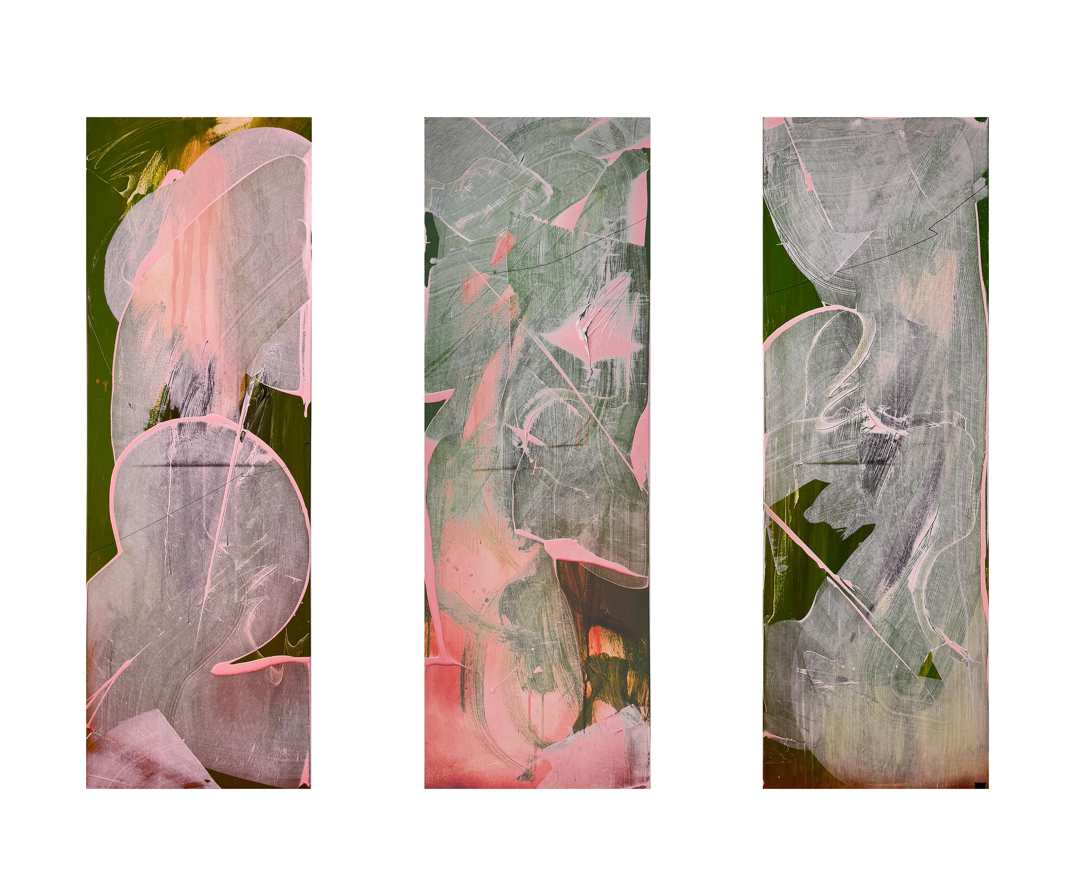 Veranika Rokashevich Abstract Painting - Triptych "A Story for Three" 100x50cm x3, acrylic, canvas