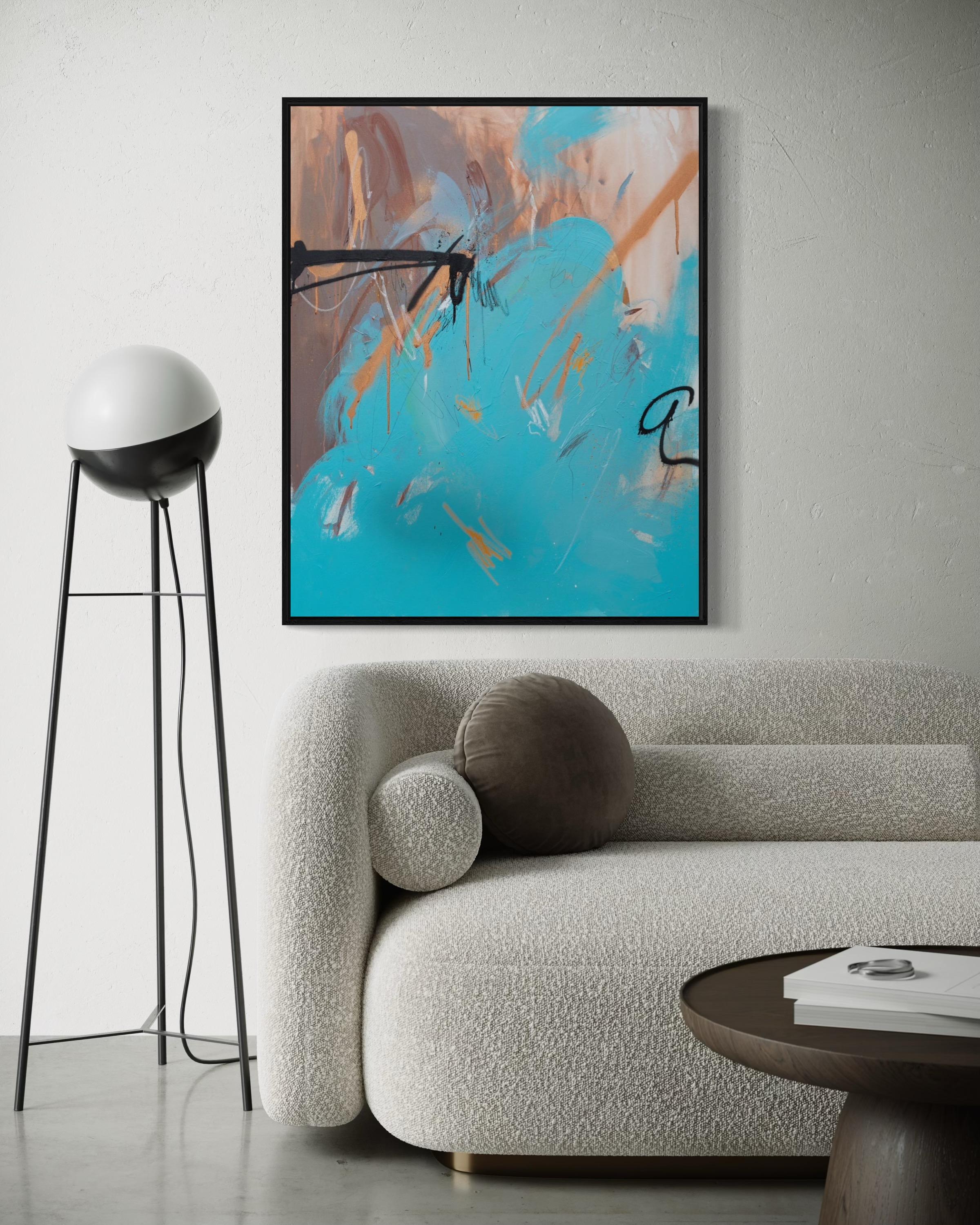 Turquesa , 90x70cm, acrílico, lienzo - Painting de Veranika Rokashevich