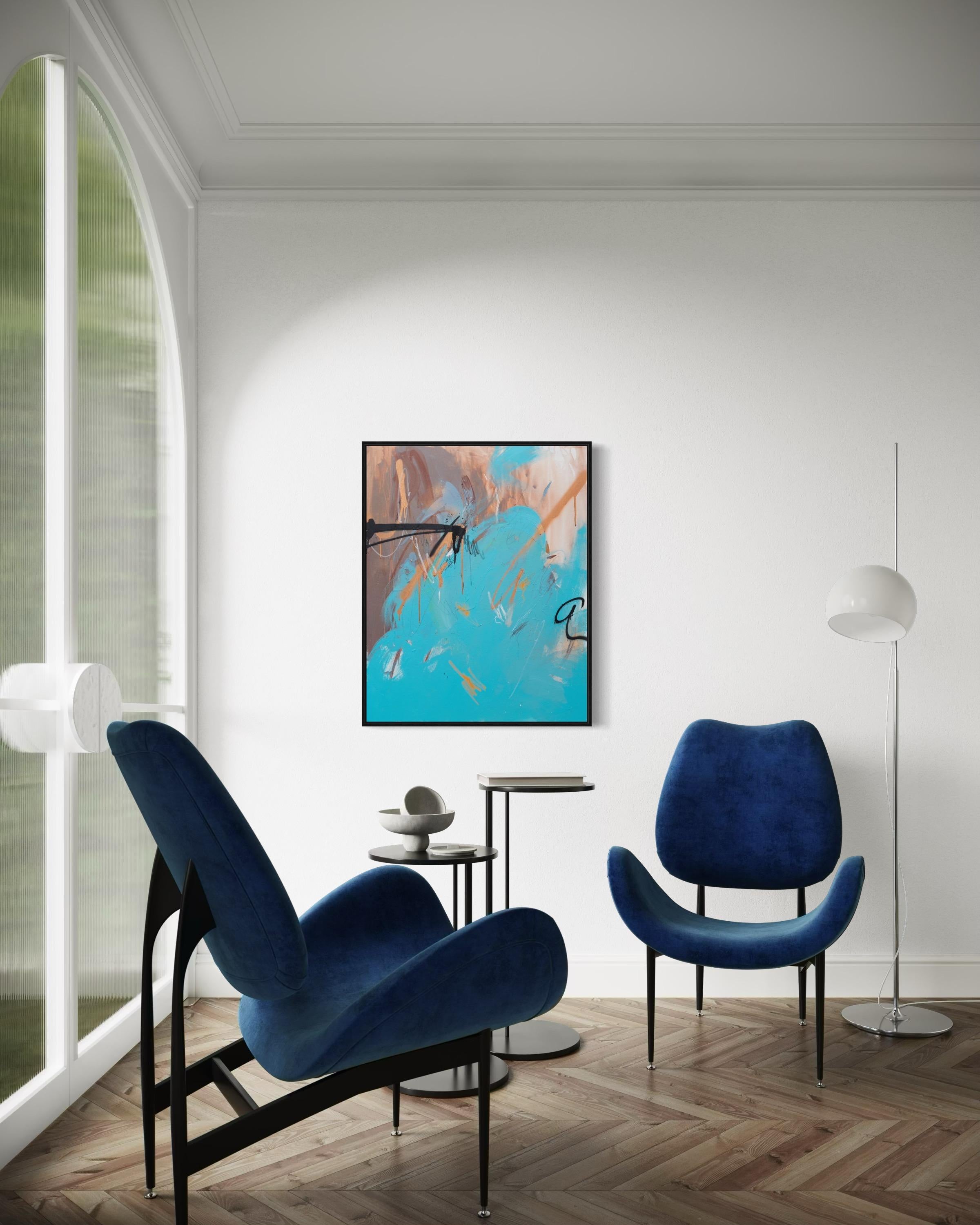 Turquesa , 90x70cm, acrílico, lienzo en venta 3