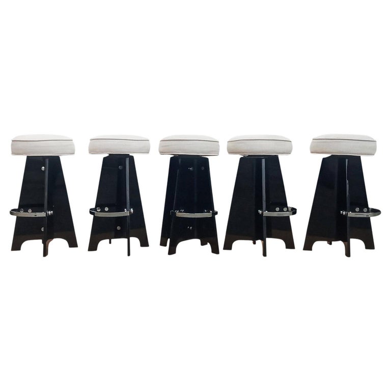 Verano Space-Age 5 Black Folded Lucite Acrylic Swivel Bar Stools 1970s  Originals For Sale at 1stDibs
