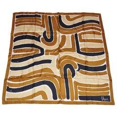 Retro Vera's Shades of Bronze Abstract "Waves" Silk Scarf