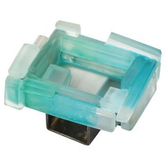 Verborgen Turquoise Ring in Rock Crystal & Silver by Julia Obermaier