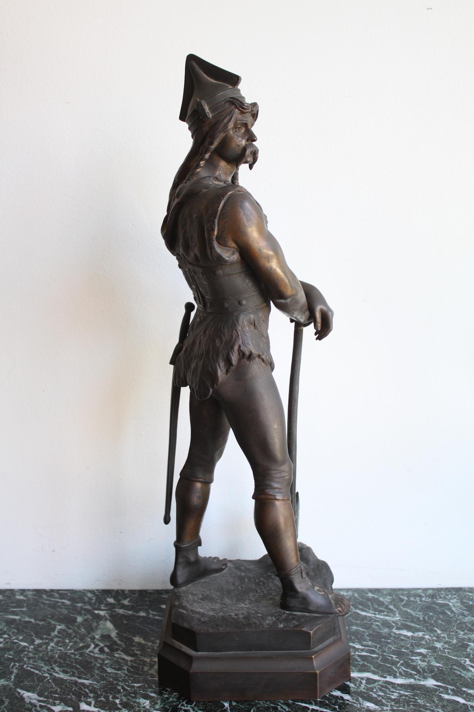 Patinated Vercingetorix Bronze Sculpture by Marcel Debut