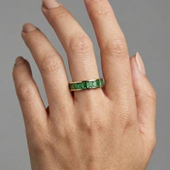 3.87ct Baguette Emerald 14K Yellow Gold Eternity Band Ring