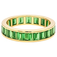 3.87ct Baguette Emerald 14K Yellow Gold Eternity Band Ring