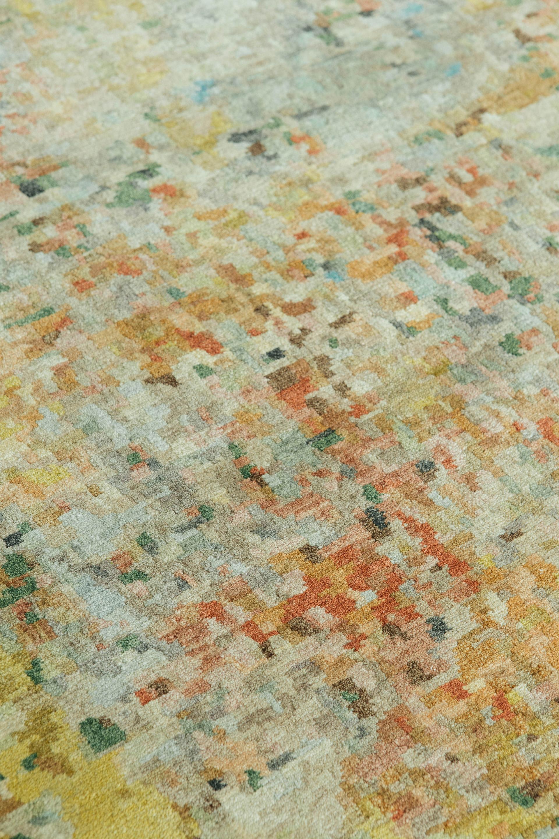 Verdant Conjure resembles a field of beautiful florals. The abundance of colors creates an invigorating experience throughout colorful this wool and silk pile weave.

Rug number: 26378
Size: 9' 0
