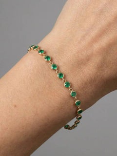 Verdant Halo Emerald 14K (Custom) Yellow Gold Station Bracelet