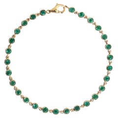 Verdant Halo Emerald 14K (Custom) Yellow Gold Station Bracelet