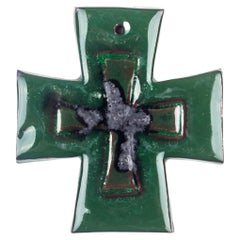 Verdant Mid-Century Ceramic Maltese Cross