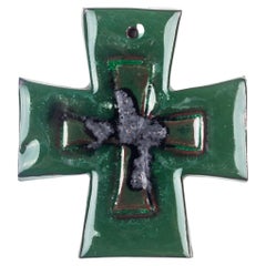 Retro Verdant Mid-Century Ceramic Maltese Cross