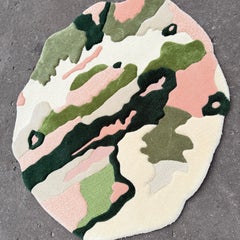 Verdant Mirage handgetufteter Bio-Teppich in Grün, Blush und Creme von RAG home