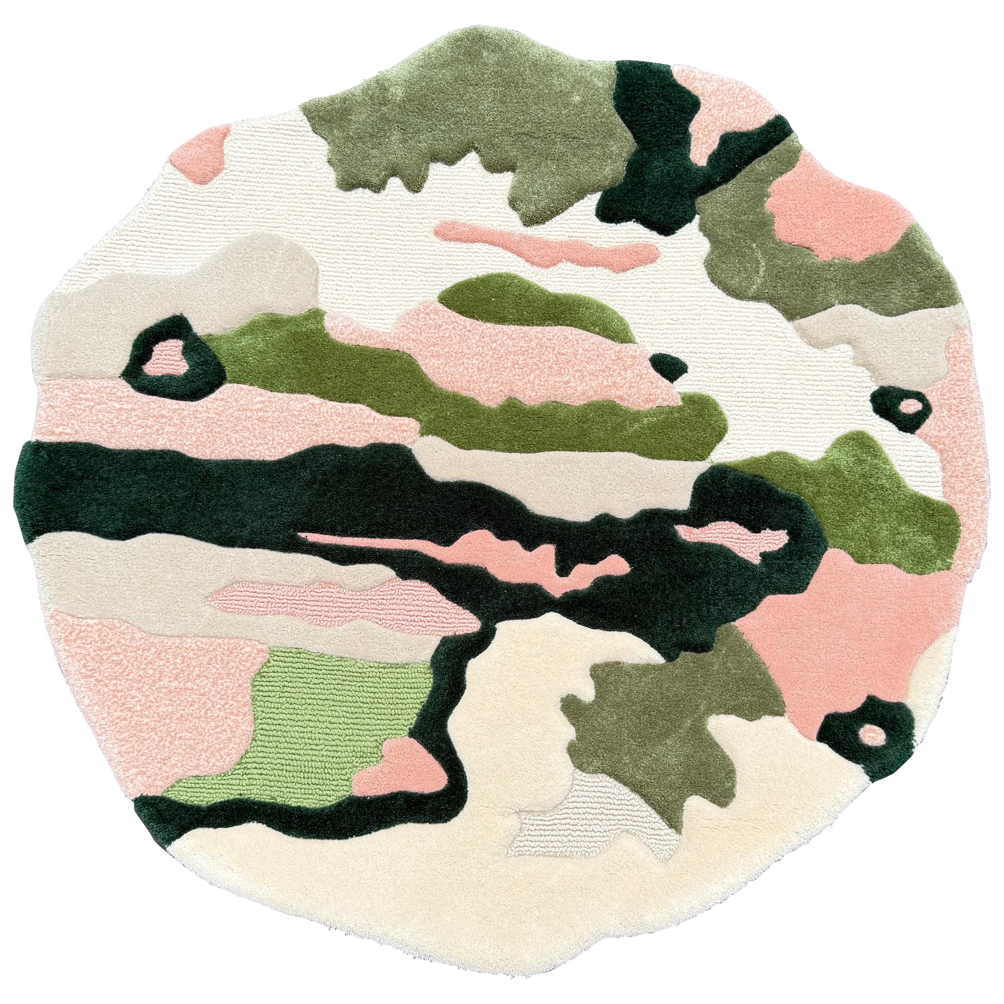 Verdant Mirage Organic Hand-Tufted Rug in Green, Blush, and Cream by RAG Home