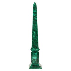 Verdant Monuments: Pair of Malachite Obelisks, 19.5"