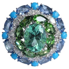 Verdant VII – Mosaic - Designer Columbian Emerald Ring made with Gemstones in18K