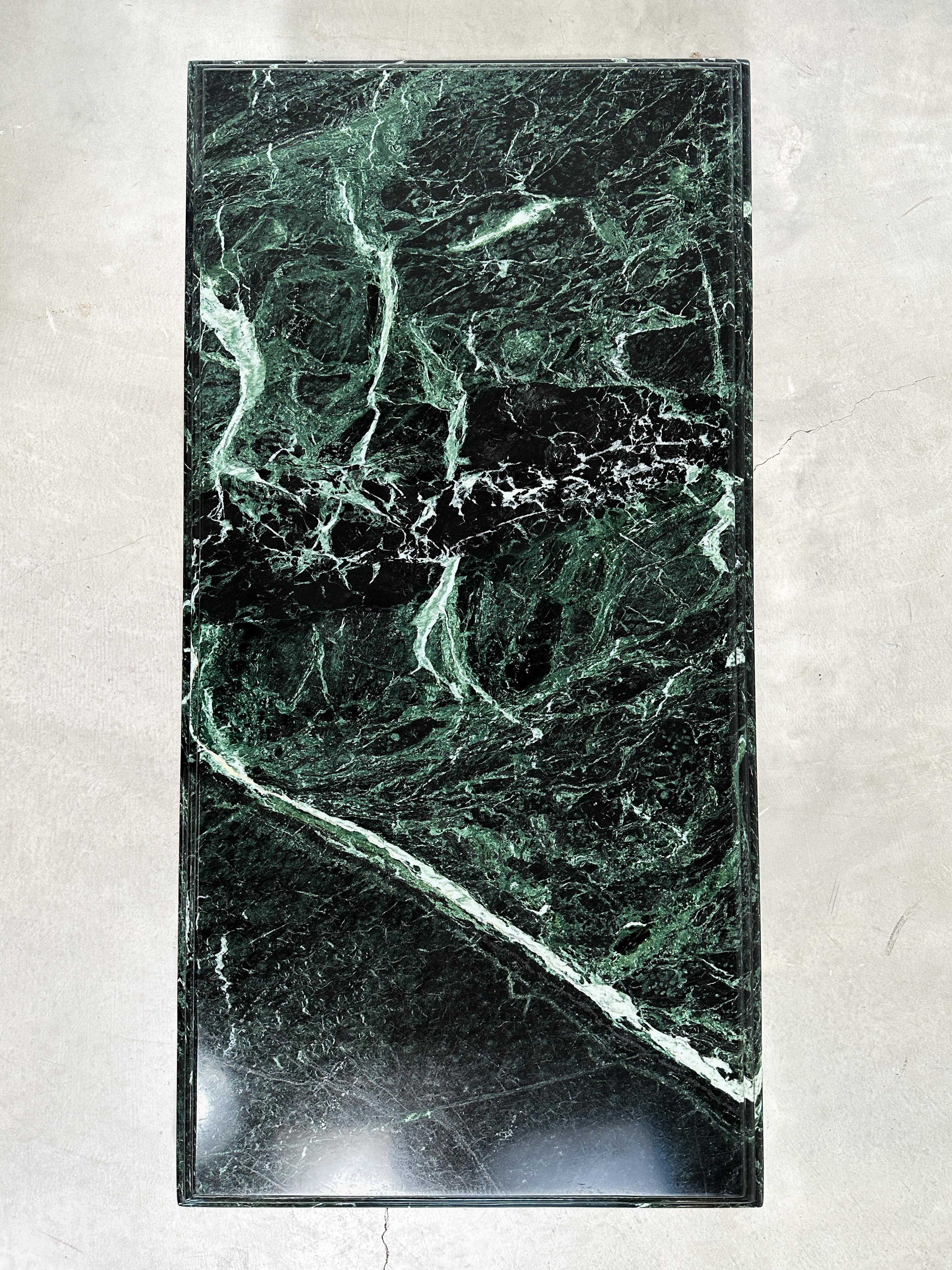 Italian Verde Alpi Green Marble Coffee Table with Waterfall Edge, 1970s, Restored