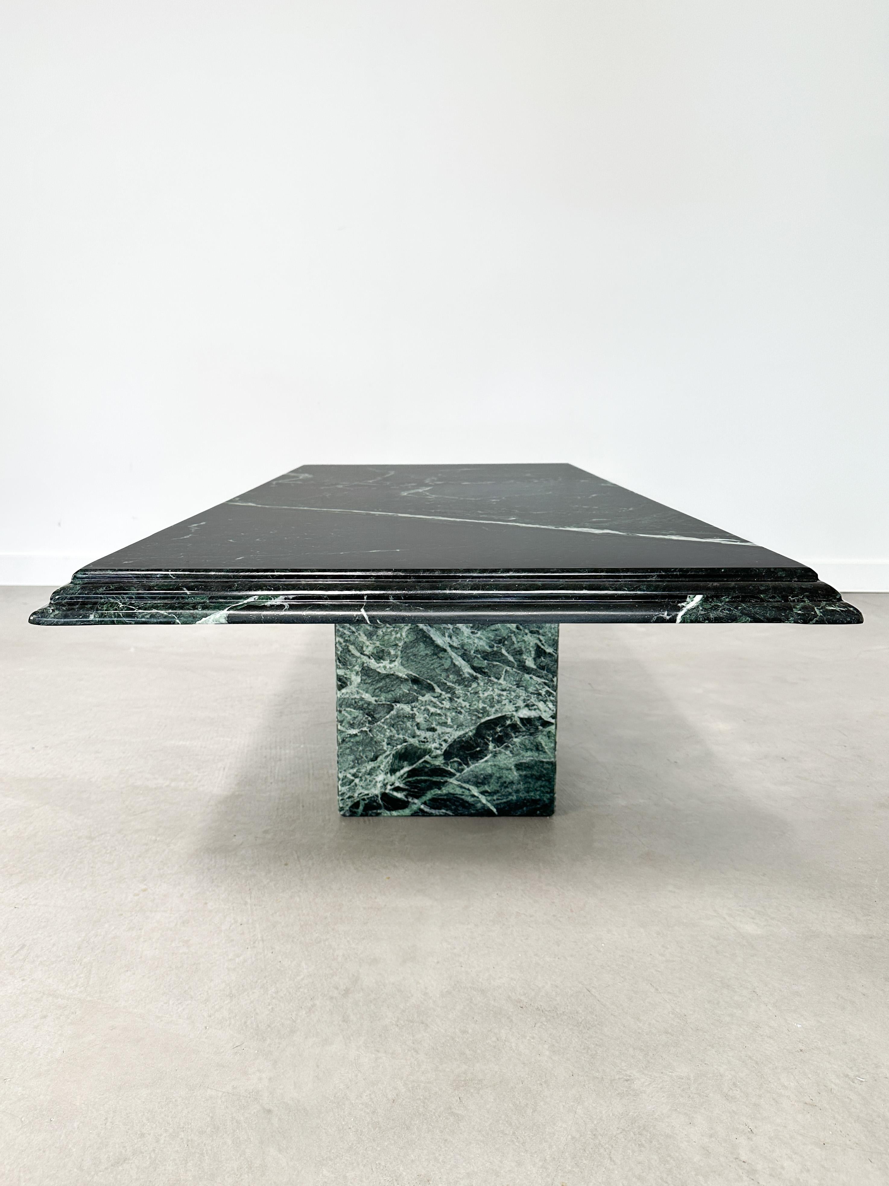 Late 20th Century Verde Alpi Green Marble Coffee Table with Waterfall Edge, 1970s, Restored