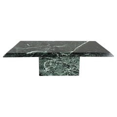 Verde Alpi Green Marble Coffee Table with Waterfall Edge, 1970s, Restored