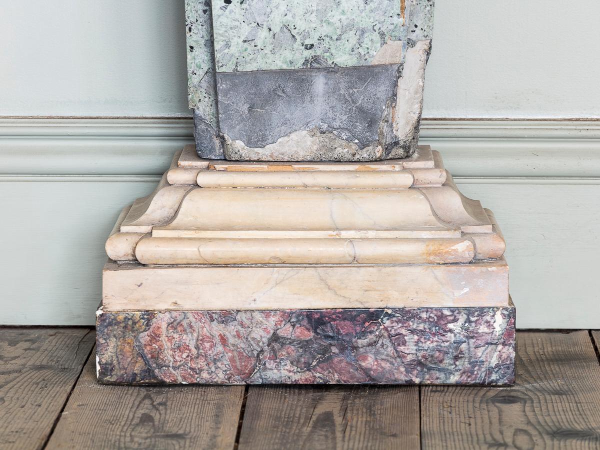 18th Century and Earlier Verde Antico and Statuary Marble Pedestal Plinth Column, 18th Century