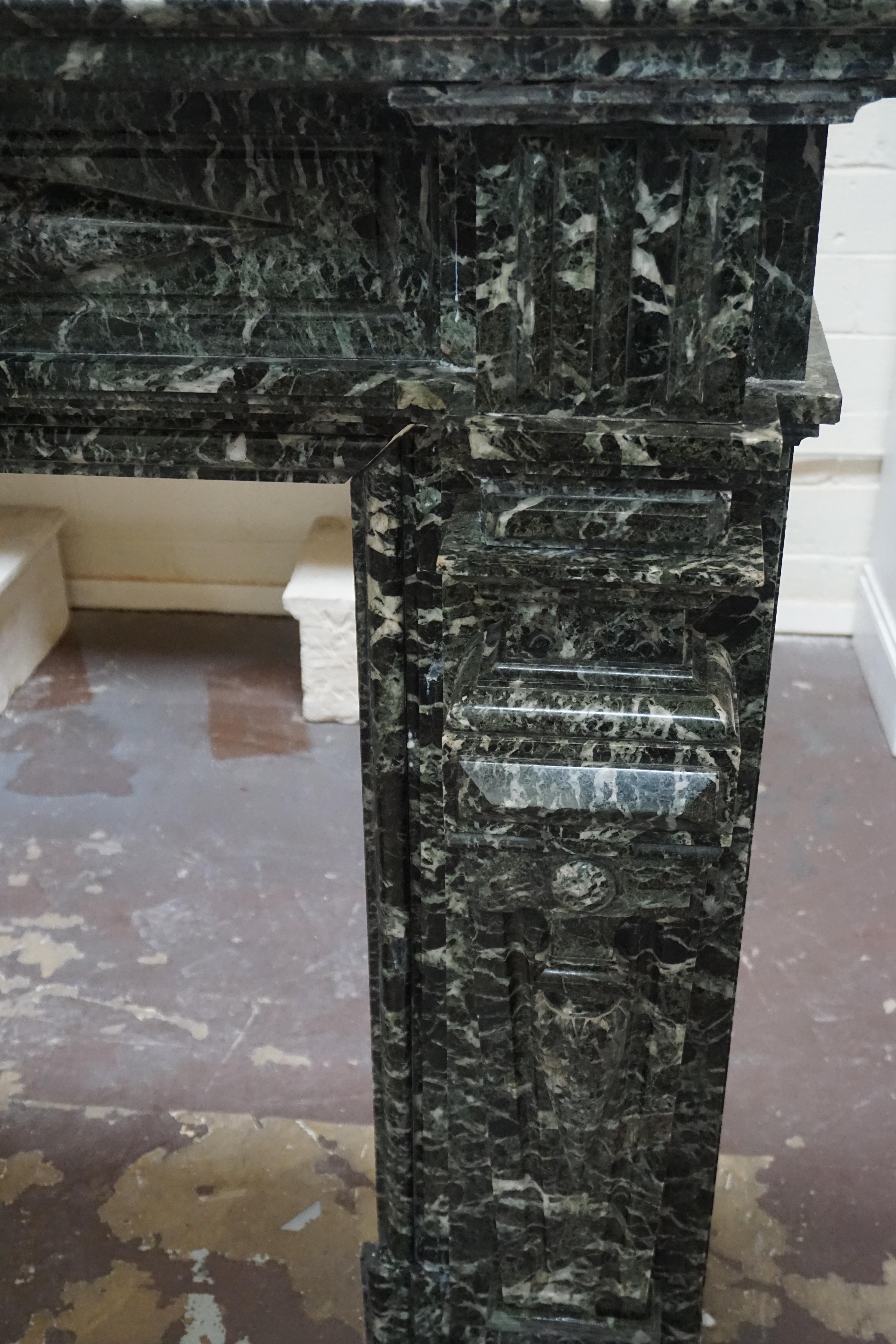 French Verde Di Mare Green Marble Mantel