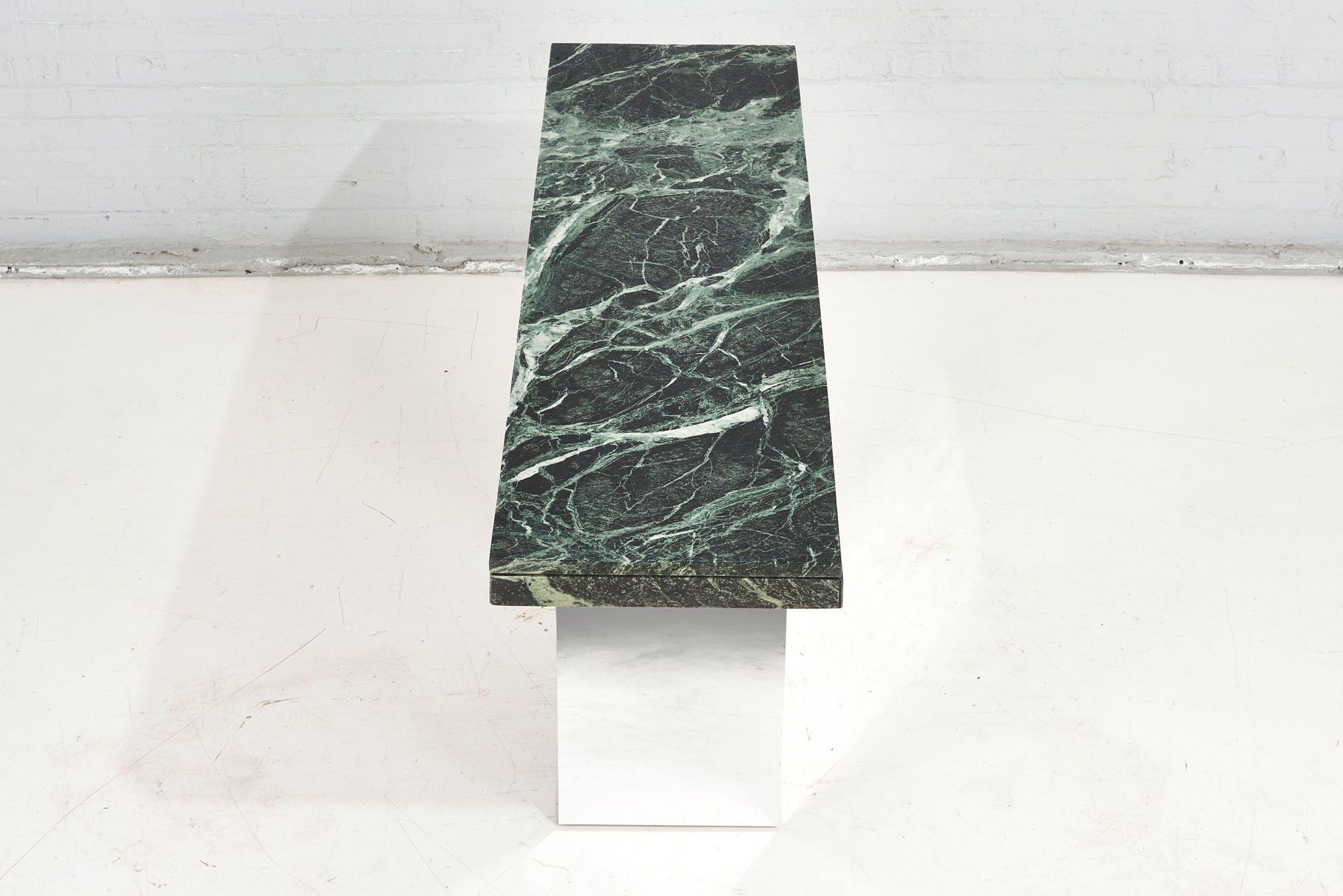 American Verde Green Marble and Chrome Base Console, 1970