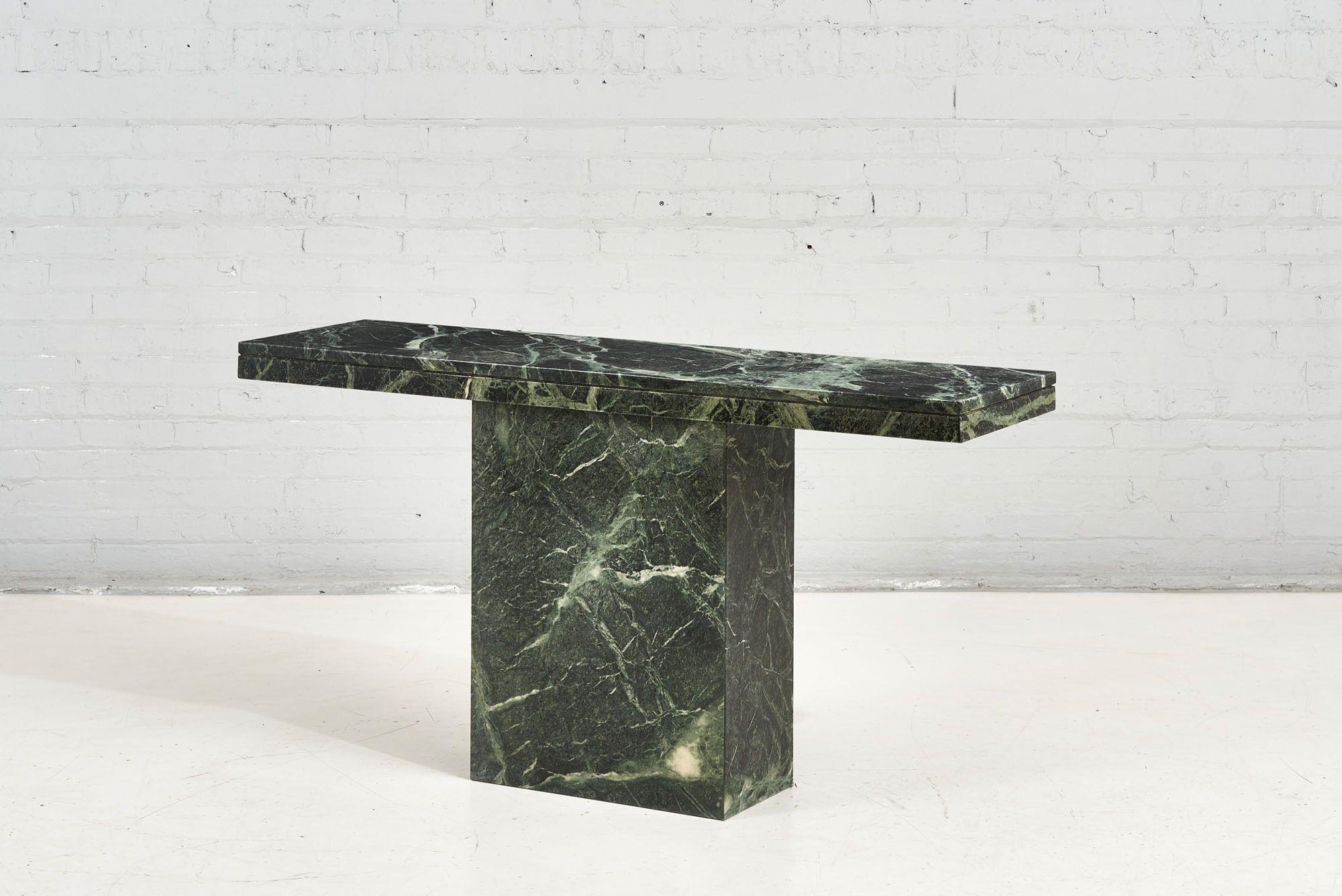 Post-Modern Verde Green Marble Console Table, Italy, 1970