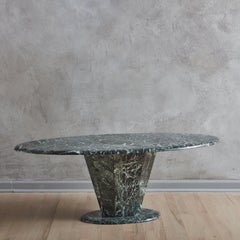 Italian Deep Green Oval Marble Coffee Table with Pedestal Base