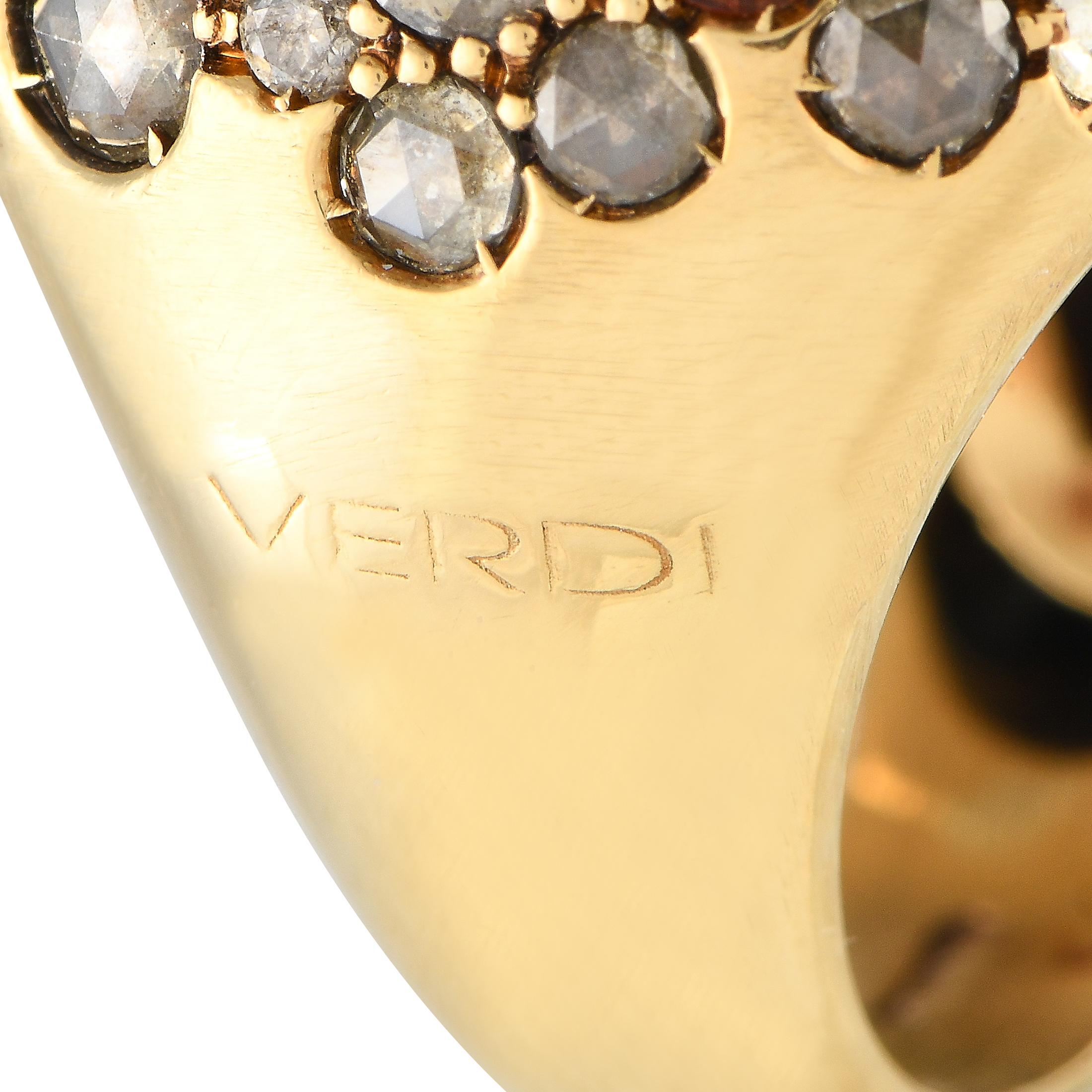 Verdi Cocktail-Ring aus 18 Karat Gelbgold mit 1,25 Karat Diamant, orangefarbenem und gelbem Saphir im Zustand „Hervorragend“ im Angebot in Southampton, PA