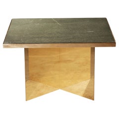 Tavolino da caffè Verdi - Piccolo - Base in ottone massiccio - Piano in ardesia della Cumbria levigata