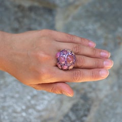 Verdi Fancy Color Sapphires Ring 21.50 Carat with Diamonds 18 Karat Gold