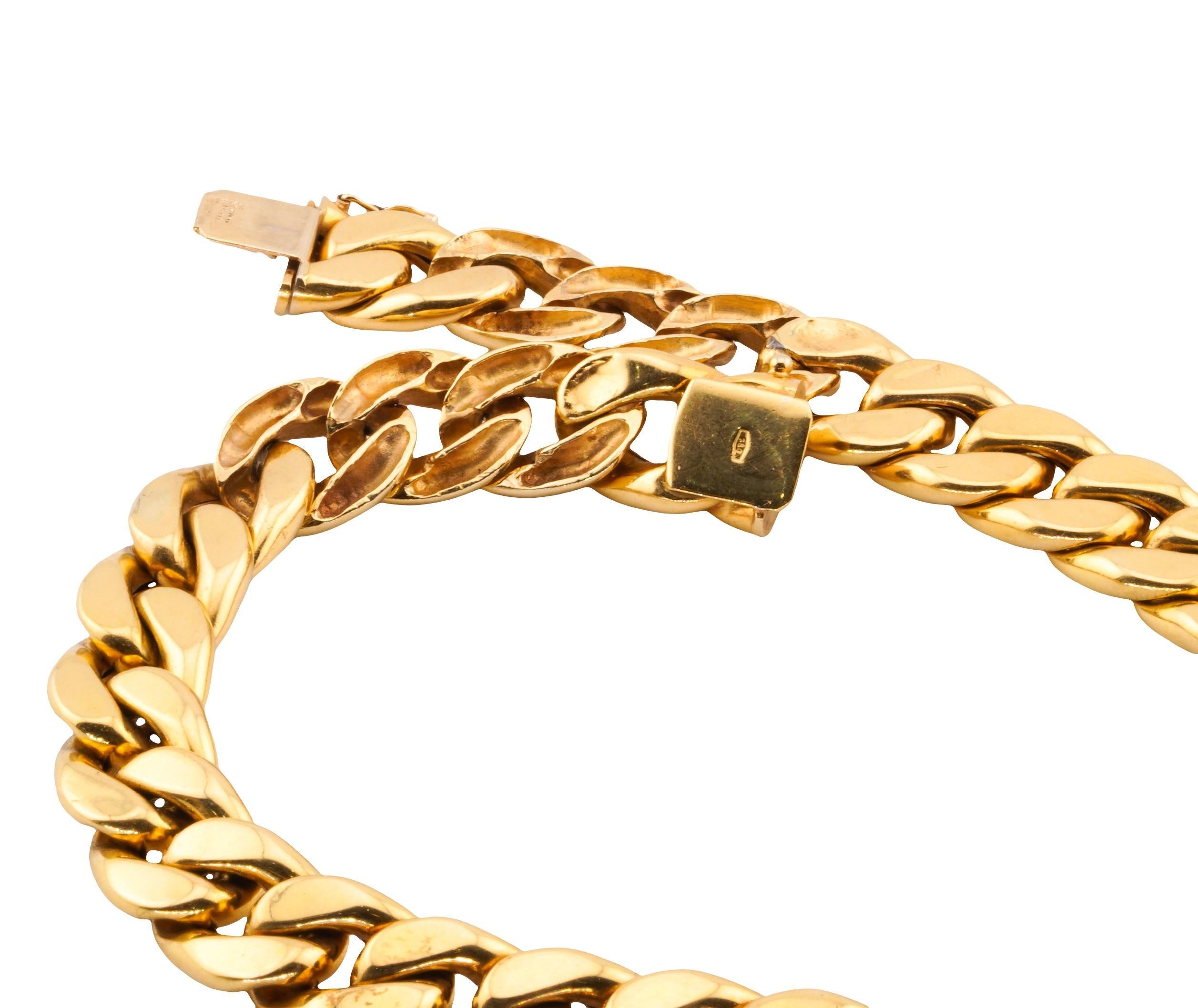 Verdi Gioielli 18k Gold Münze Diamant Cabochon Rubin Smaragd Kubanische Link Halskette im Angebot 2