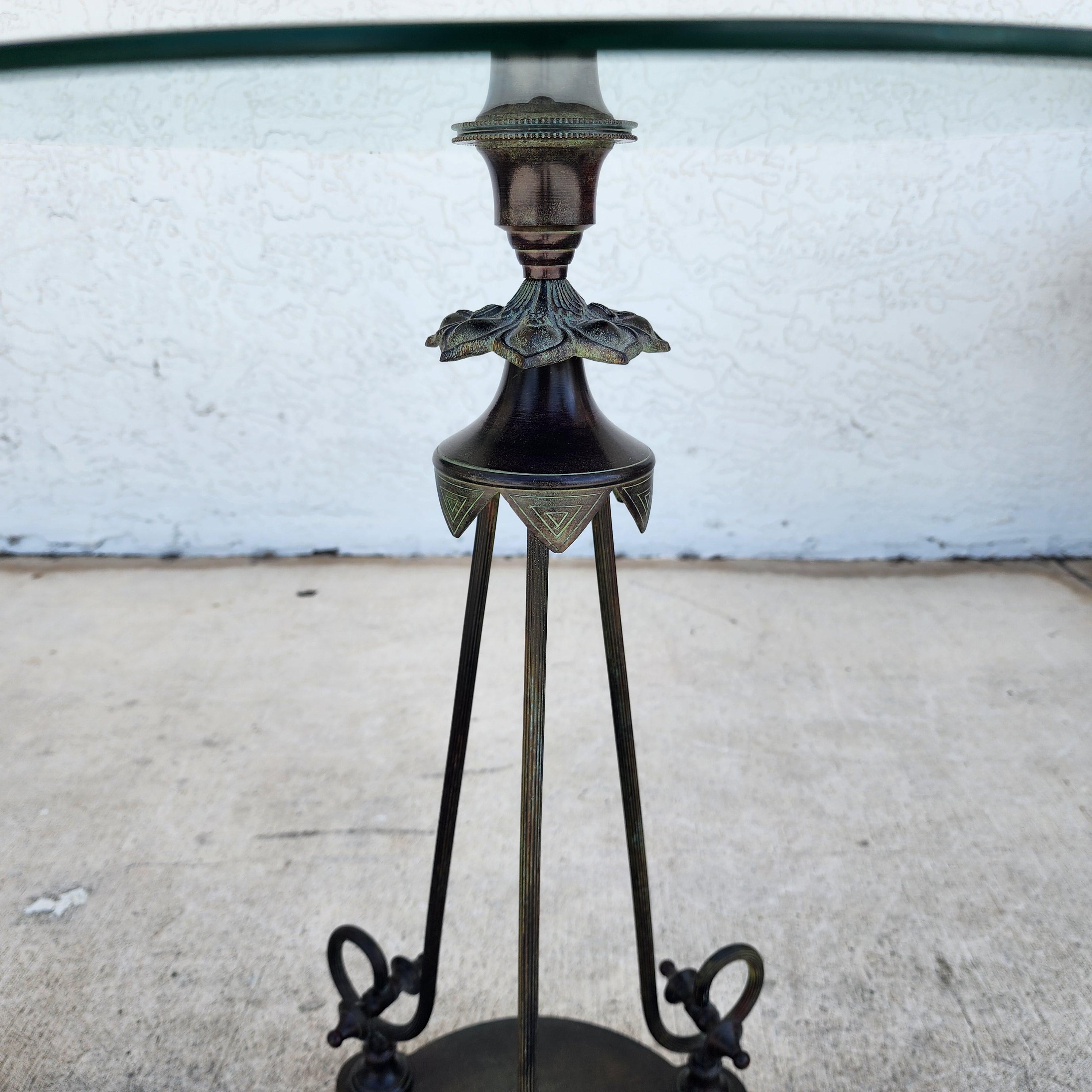 Paire de tables d'appoint Verdi Gris Bronze Gueridon Bon état - En vente à Lake Worth, FL