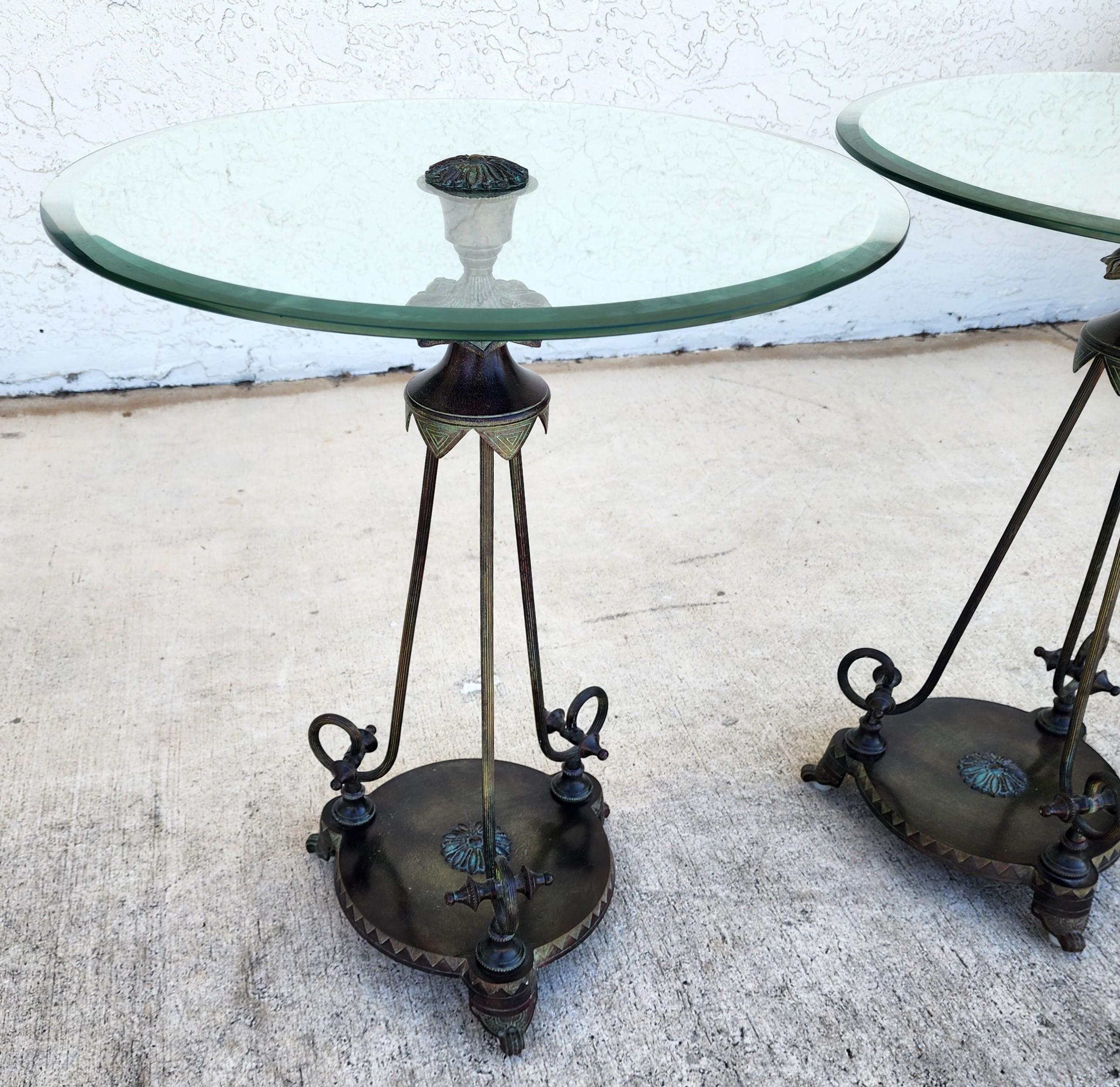 Paire de tables d'appoint Verdi Gris Bronze Gueridon en vente 3