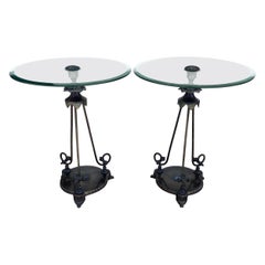 Paire de tables d'appoint Verdi Gris Bronze Gueridon