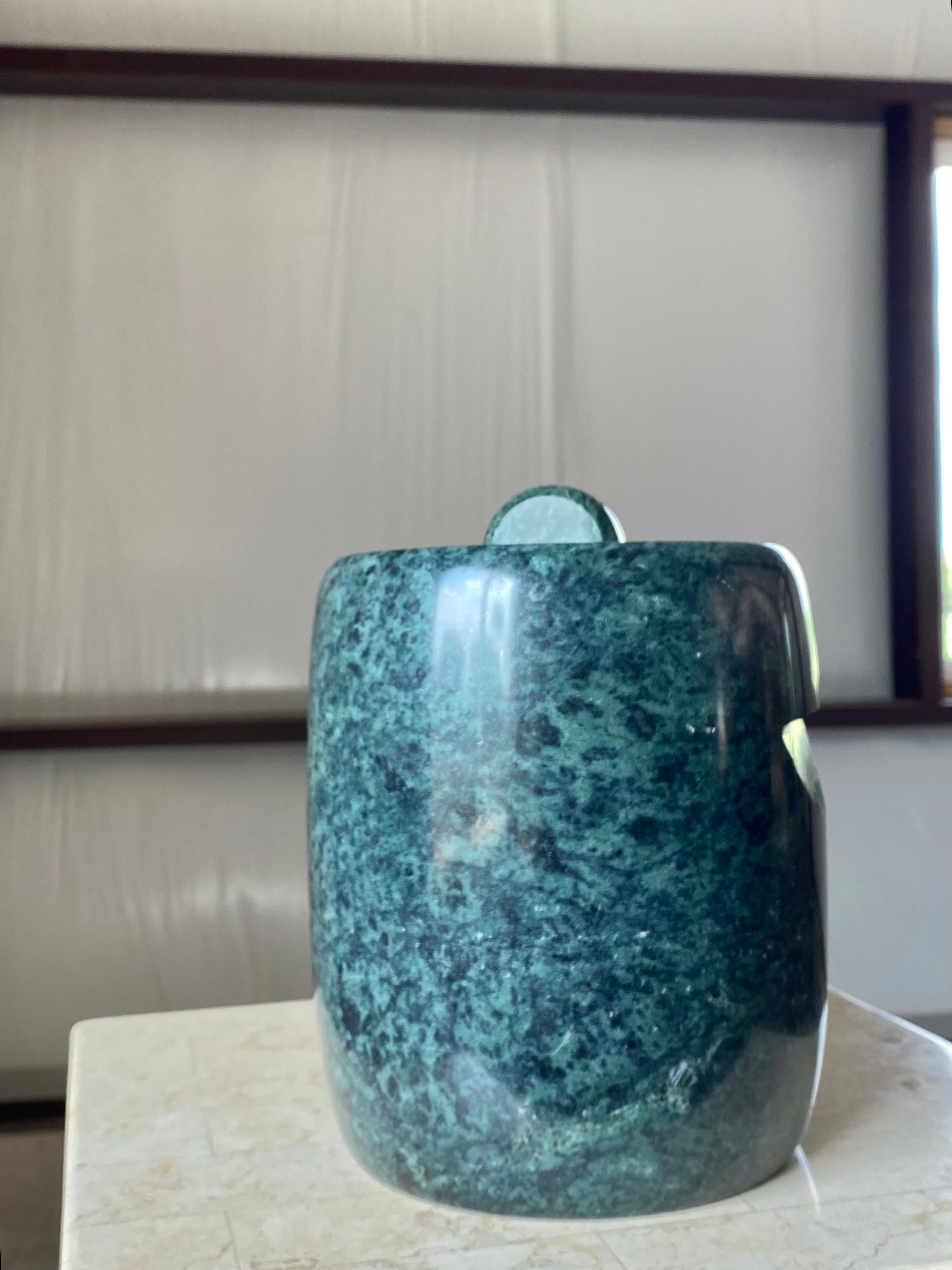 Verdi Marble Modernist Ice Bucket (Attr. to Georges Briard) For Sale 3