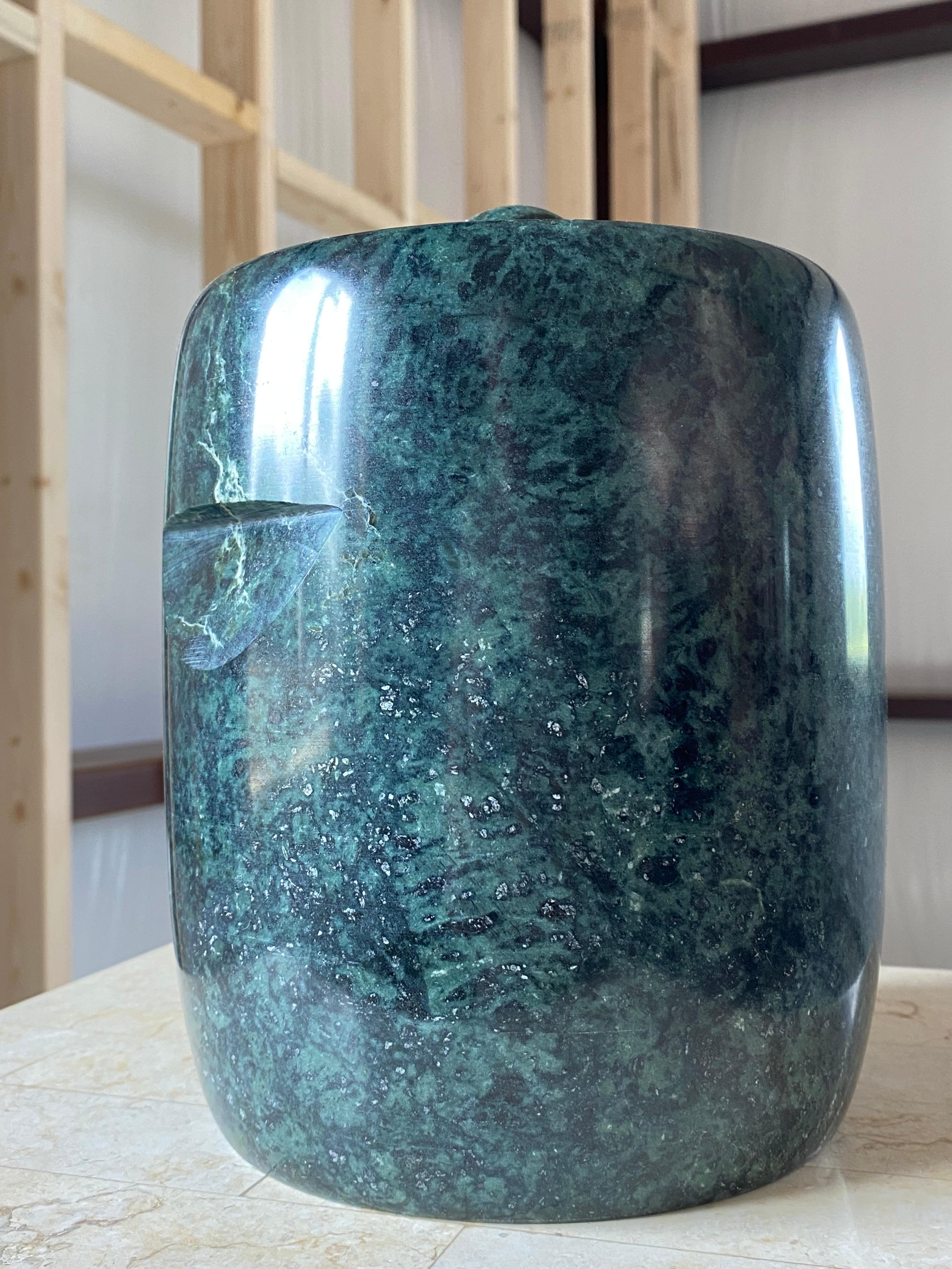 Verdi Marble Modernist Ice Bucket (Attr. to Georges Briard) For Sale 4