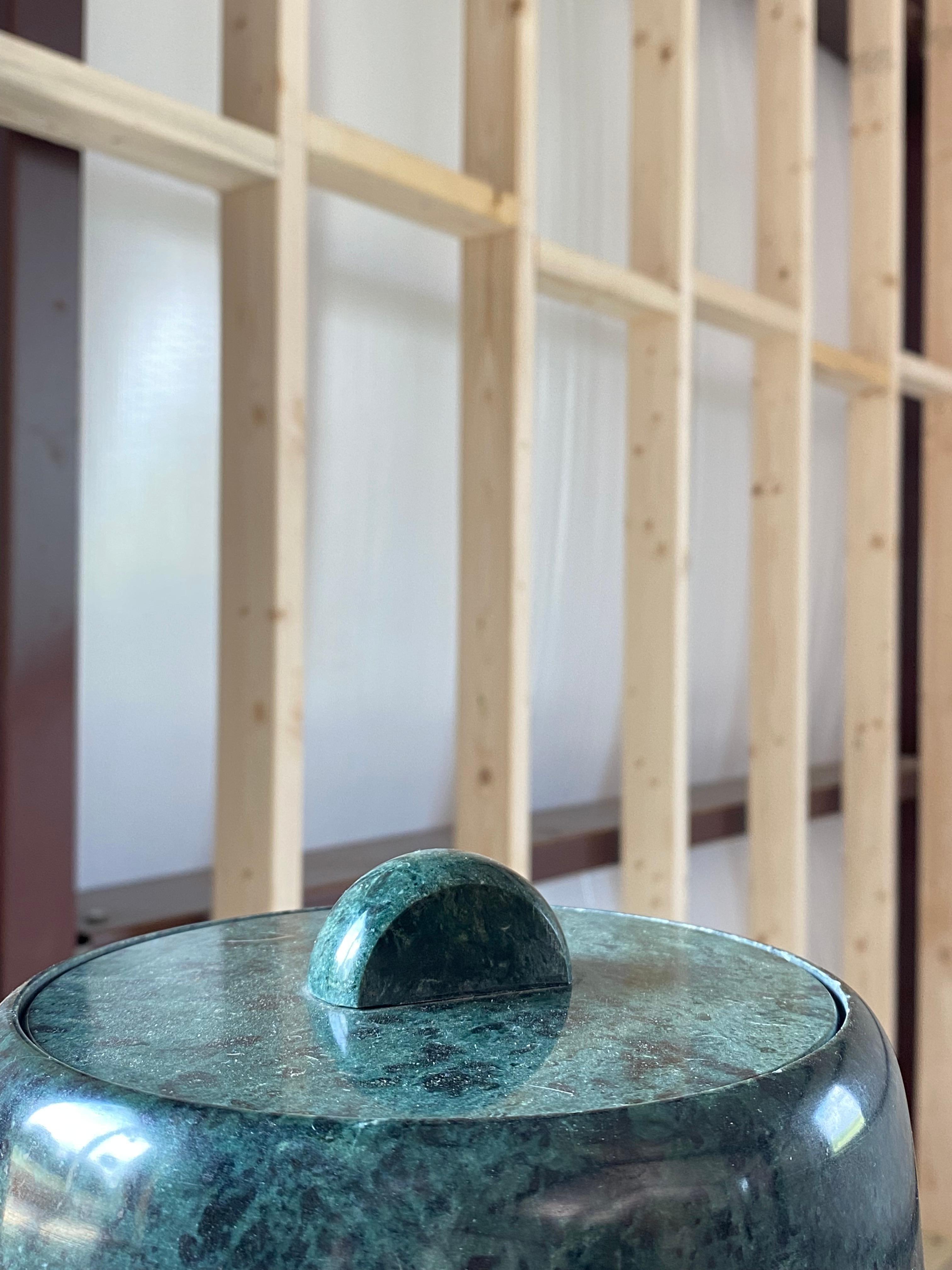 Verdi Marble Modernist Ice Bucket (Attr. to Georges Briard) For Sale 5