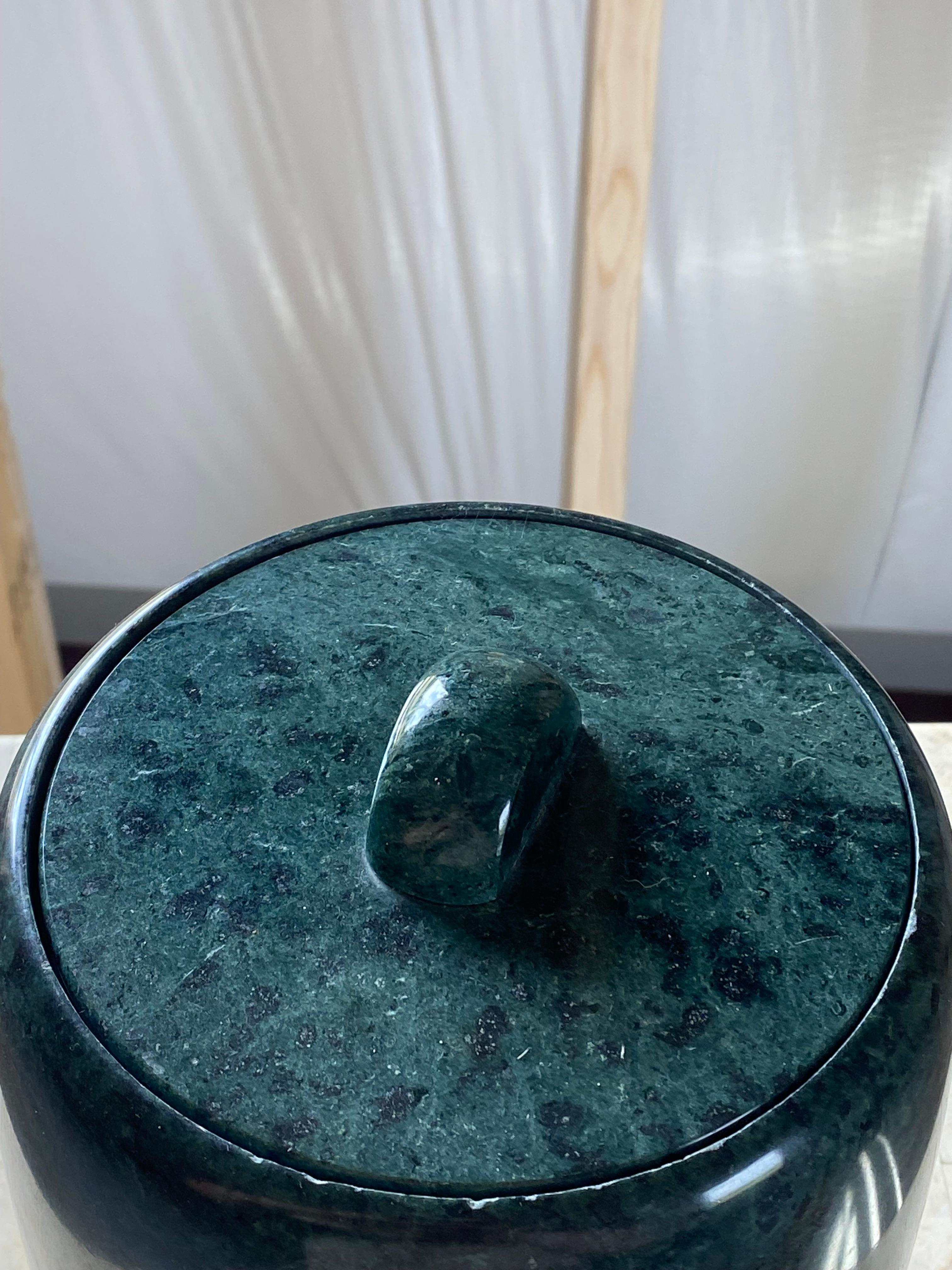 Verdi Marble Modernist Ice Bucket (Attr. to Georges Briard) For Sale 8