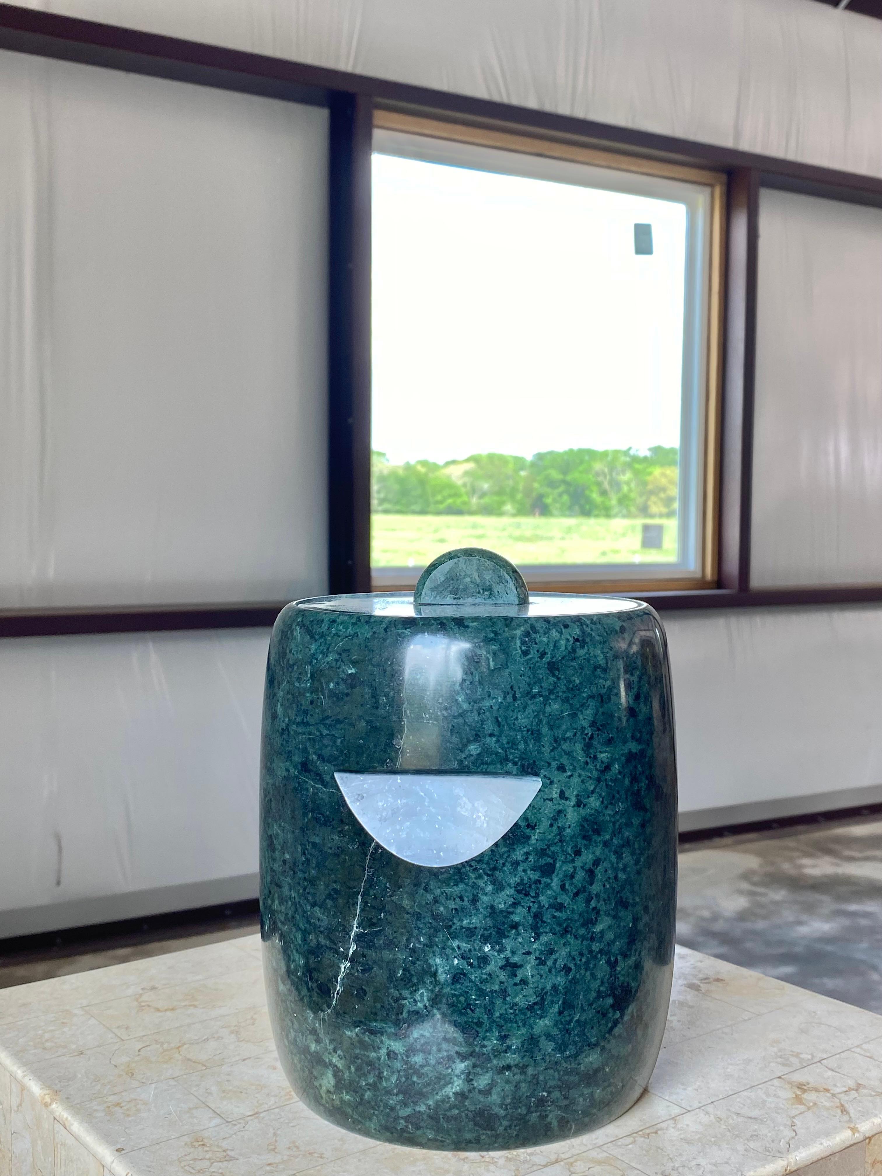 20th Century Verdi Marble Modernist Ice Bucket (Attr. to Georges Briard) For Sale