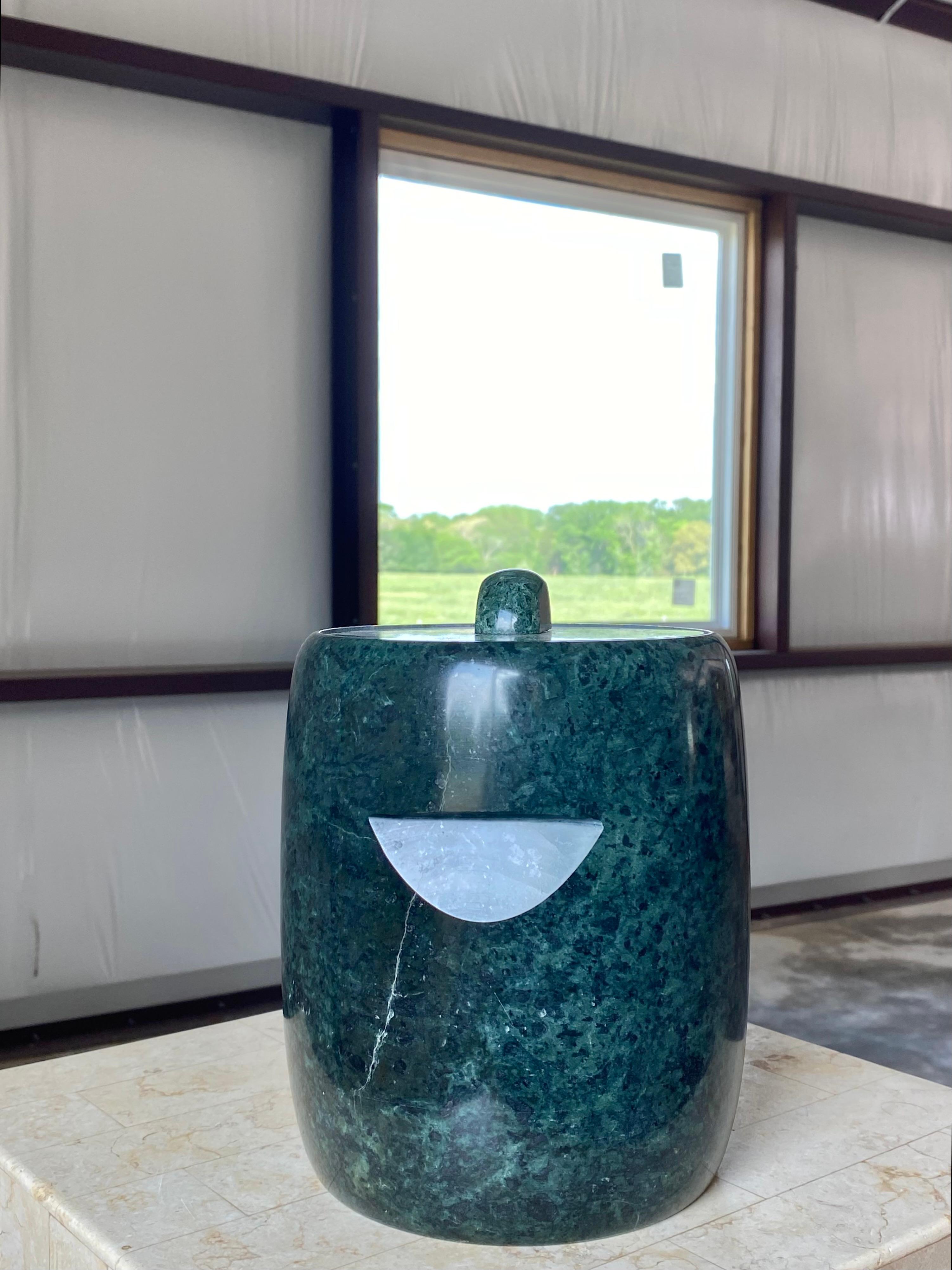 Verdi Marble Modernist Ice Bucket (Attr. to Georges Briard) For Sale 1